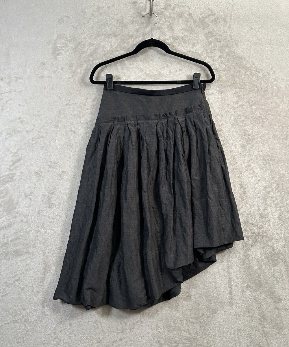 Max Mara Asymmetrical Wool Blend Bubble Pleated Skirt Size Small
